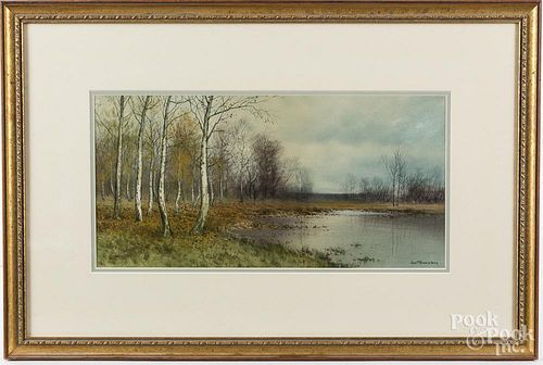 George Howell Gay (American 1858-1931), watercolor landscape, signed lower right, 10'' x 20''.