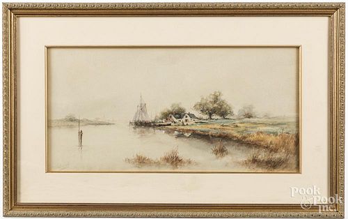 Frank F. English (American 1854-1922), watercolor landscape, signed lower left, 10 1/2'' x 21''.