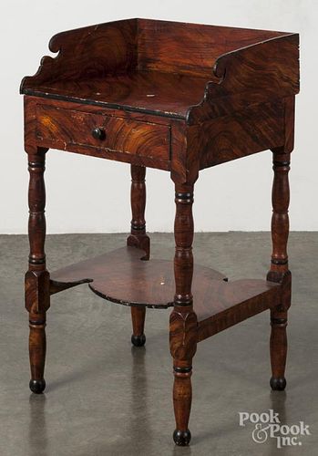 Painted Sheraton washstand, 19th c., retaining a later decorated surface, 33 1/2'' h., 19 1/2'' w.
