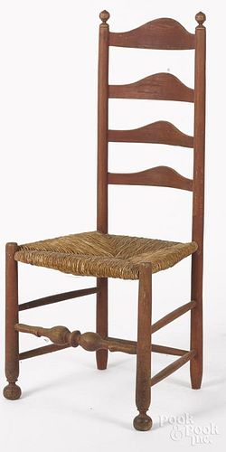 Delaware Valley ladderback chair, ca. 1800, retaining an old red surface.