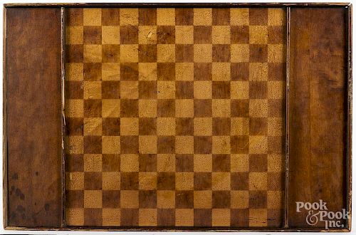 Painted maple double-sided gameboard, late 19th c., 18 3/4'' x 28 5/8''.