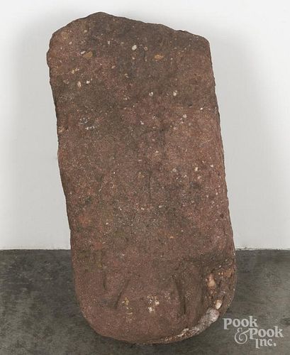 Carved sandstone mile marker, dated 177_, 21'' h. Provenance: Collection of Dr. Backenstose.