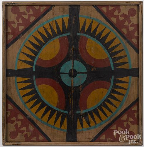 Painted pine gameboard, 20th c., 19 3/4'' x 19 1/2''.