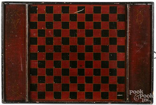 Painted pine gameboard, 19th c., 19 1/4'' x 28 3/4''.