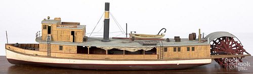 Painted ship model of the paddle wheeler, W.H. Bancroft, 32 1/2'' l.