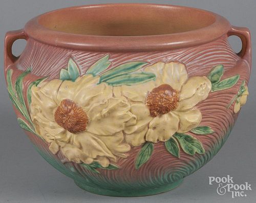 Roseville pottery jardinière, 10'' h., 14 1/2'' w.