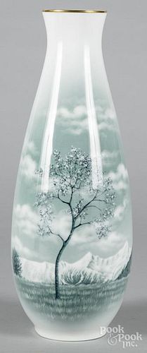 Rosenthal porcelain vase with landscape decoration, 18'' h.