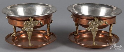 Pair of Wear-Brite copper dishes, 6 1/2'' h., 9 1/2'' dia.