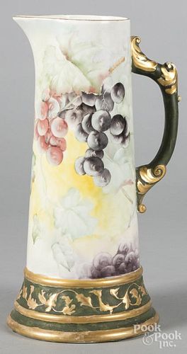 Belleek painted porcelain pitcher, 14 1/4'' h.