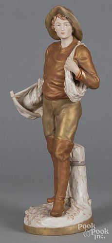 Royal Dux figure of a young man, 21'' h.