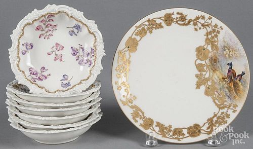 Limoges plate, 9 1/2'' dia., together with seven bowls, 6 1/2'' dia.