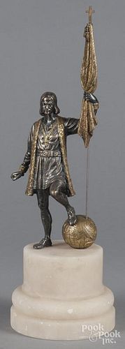 Bronze figure of Christopher Columbus, 18 3/4'' h.