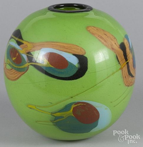 Romanian art glass bowl, by Ioan Nemtoi, 11 1/2'' h.