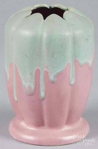 Camark pottery vase, 7 1/2'' h., together with a porcelain urn, 13 1/4'' h.