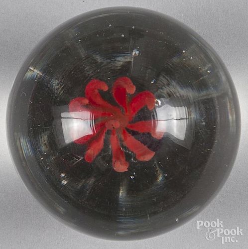 Millville, New Jersey devil's fire footed paperweight, 3 1/4'' dia.