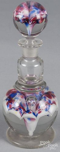 Millville, New Jersey mushroom bottle, with white mushroom in bottle and stopper spattered with mult