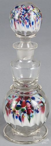 Millville, New Jersey mushroom bottle, with white mushroom in bottle and stopper spattered with mult