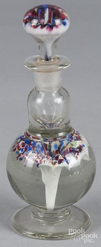 Millville, New Jersey umbrella bottle, with white mushroom in bottle and stopper spattered with mult