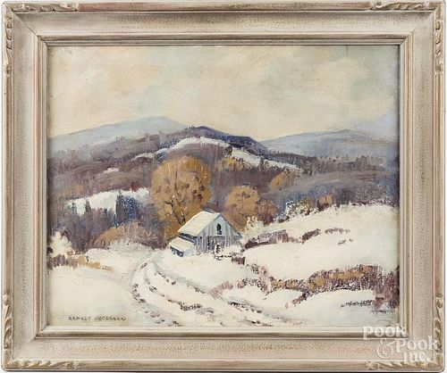 Ernest Fredericks (American 1877-1959), oil on canvas winter landscape, signed lower left, 16'' x 20''
