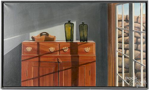 Mark Bryce (American b. 1953), oil on canvas still life, signed lower right, 33'' x 57''.
