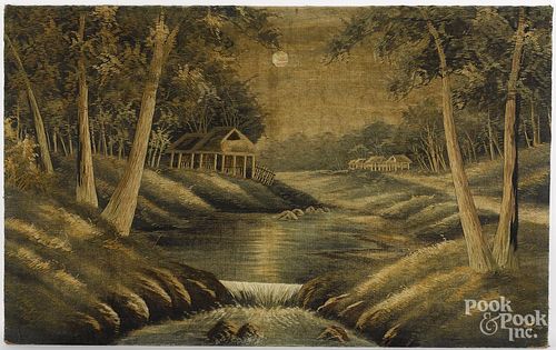Japanese embroidered landscape, early 20th c., 36'' x 57''.