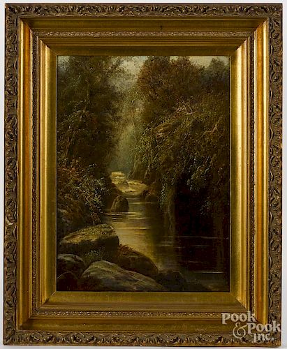 Oil on canvas landscape, late 19th c., signed Ellis Wilson, 21 1/2'' x 16''.