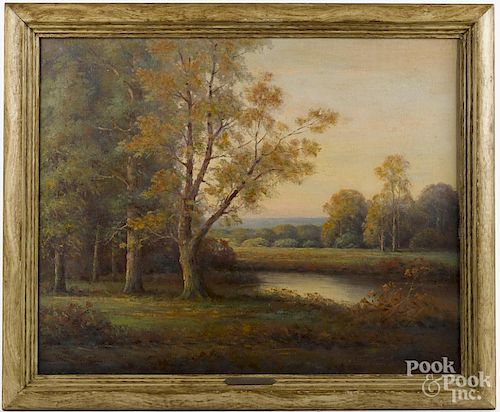 Duncan Carlton (American mid 20th c.), oil on canvas titled Indian Summer, signed lower right, 24''