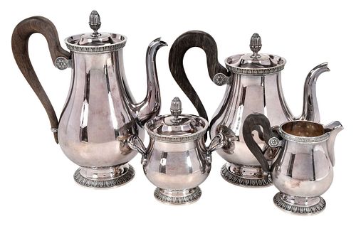 Four Piece Christofle Malmaison Silver Plated Tea Service