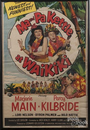 Ma and Pa Kettle at Waikiki movie poster, copyright 1955, 38'' x 26''.