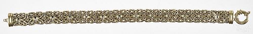 14K yellow gold Byzantine chain bracelet, 7 1/2'' l., 12.9 g.