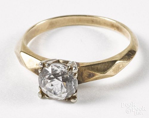 14K yellow gold engagement ring, with an Old European cut diamond solitaire, approx. .78 ct., ring s