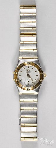 Omega Constellation stainless steel and 18K yellow gold ladies wristwatch, serial # 58960490, with o