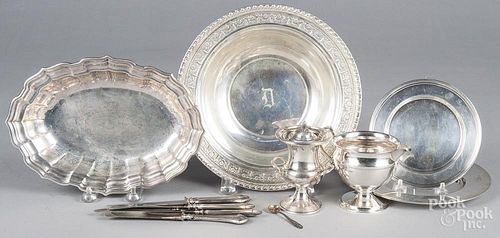 Group of sterling silver and silver mounted tablewares, 44.2 ozt weighable.