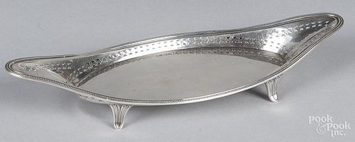 Sheffield England silver tray, 1863, bearing the touch CB EP, 11'' l., 7.2 ozt.