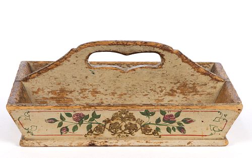 AMERICAN PAINT-DECORATED KNIFE / CUTLERY TRAY