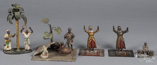 Five Austrian cold painted Arab figures, early 20th c., tallest - 7''.