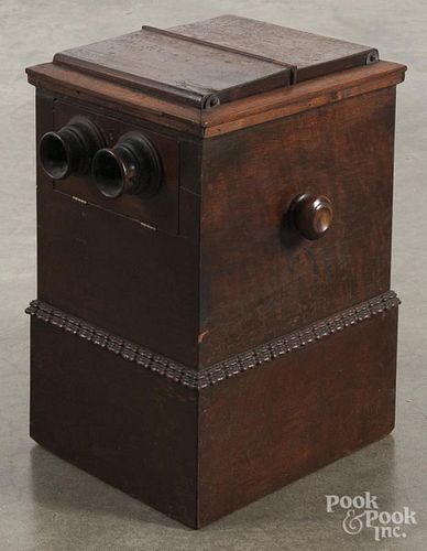 Mahogany tabletop stereoviewer, late 19th c., 15'' h.