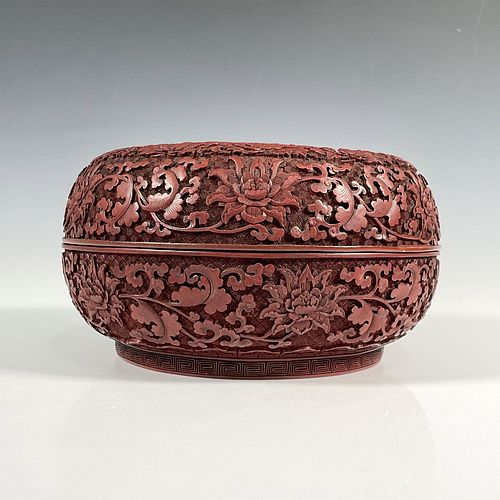 Chinese Qing Dynasty Red Cinnabar Carved Box