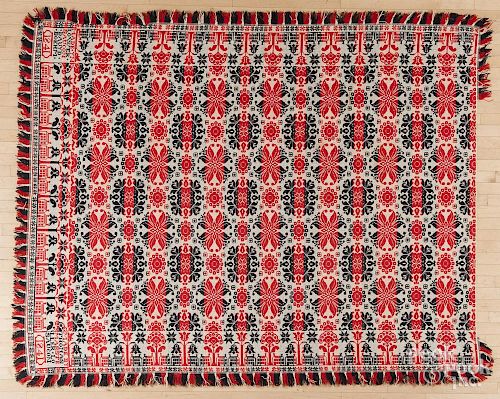 Northampton County, Pennsylvania coverlet, inscribed Made by Thomas Marsteller Lo Saucon 1841, wit