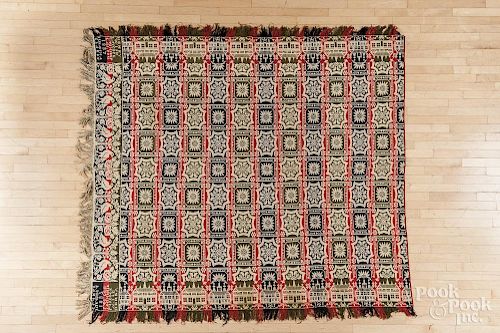 Lancaster County, Pennsylvania coverlet, inscribed Henry Wise Laycock Tounship Lan. Cou 1837, with