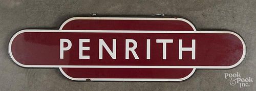 English enameled Penrith street sign, 20th c., 36 1/4'' w.