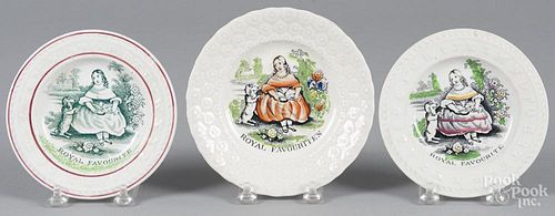 Three Staffordshire toddy plates, 19th c., with transfer decoration of Royal Favourite, two - 5'' dia