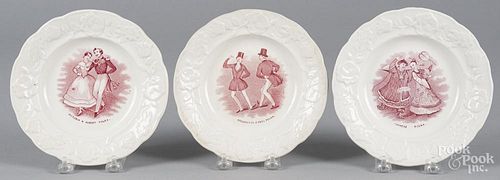 Three Staffordshire plates, 19th c., with transfer decoration of Victoria & Albert Polka, Wellington