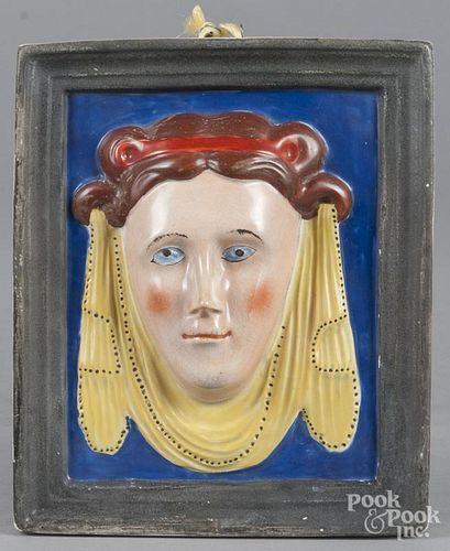 Pearlware plaque, 19th c., with relief royal portrait, 9 1/4'' x 7 3/4''.