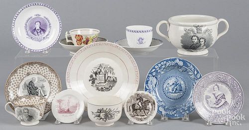 Assorted transferware, 19th c., to include a Duke of York cup and saucer, King of Prussia tea bowl,