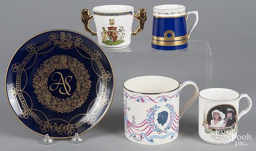 Five pieces of china commemorating the marriage of Prince Andrew and Miss Sarah Ferguson.