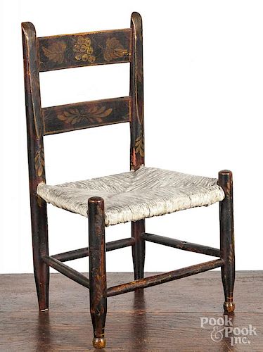 Painted doll's fancy chair, 19th c., retaining its original decoration, 16 1/4'' h.
