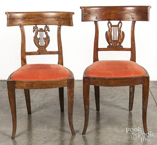 Pair of Italian Neoclassical side chairs, 19th c.