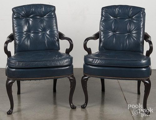 Pair of Hancock & Moore leather armchairs.