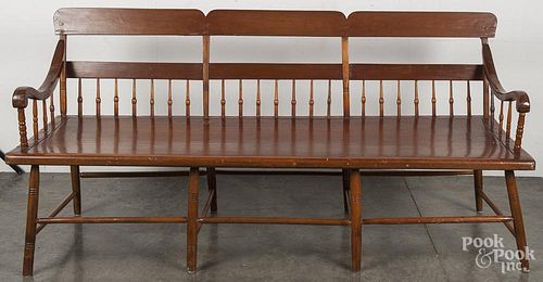 Pennsylvania half spindle back settee, 19th c., 34'' h., 71 1/2'' w.